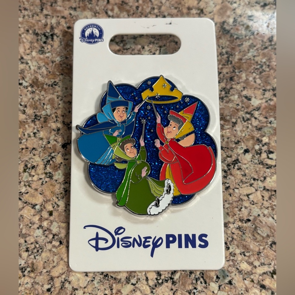 2025 Disney Parks Sleeping Beauty Fairies Flora Fauna Merryweather Crown OE Pin